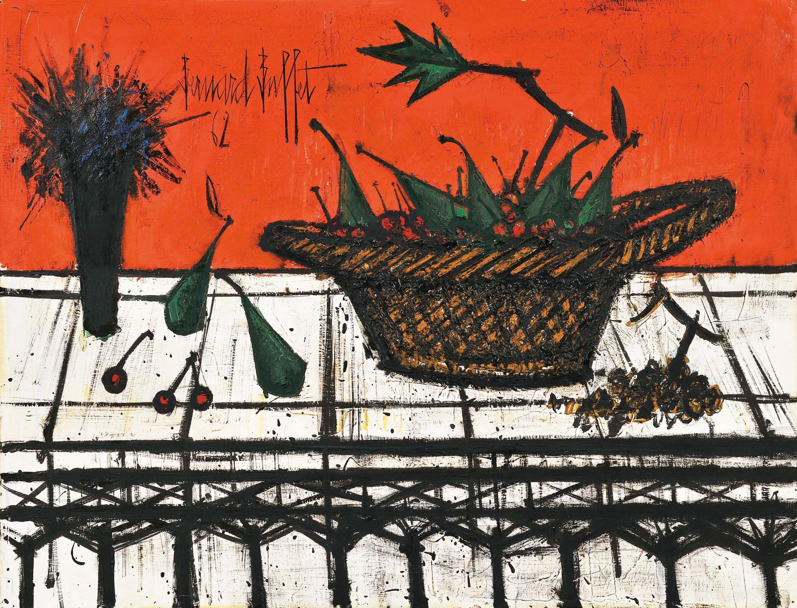 ■ベルナール・ビュッフェ■サン・ジェルマン・デ・プレ教会■油彩肉筆（模写） ベルナール・ビュッフェ 「サンジェルマンデプレ広場」 Bernard Buffet